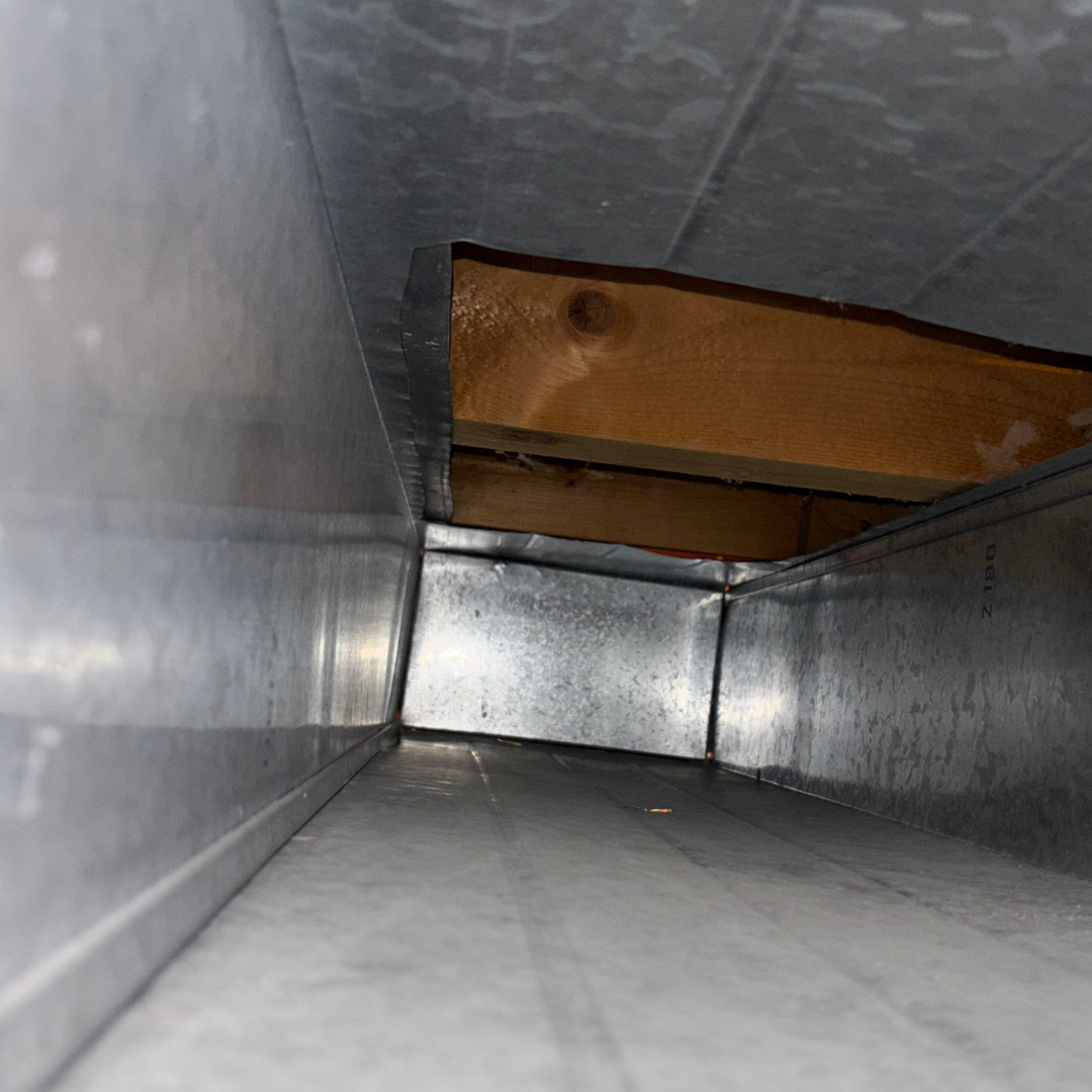 After duct cleaning - bright, clean galvanized metal