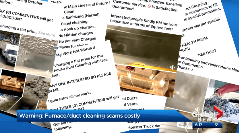 Duct cleaning scam warnings.