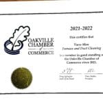 Oakville Chamber Certificate