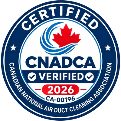 CNADCA certified badge - certificate CA-00196 - Canadian National Air Duct Cleaning Association